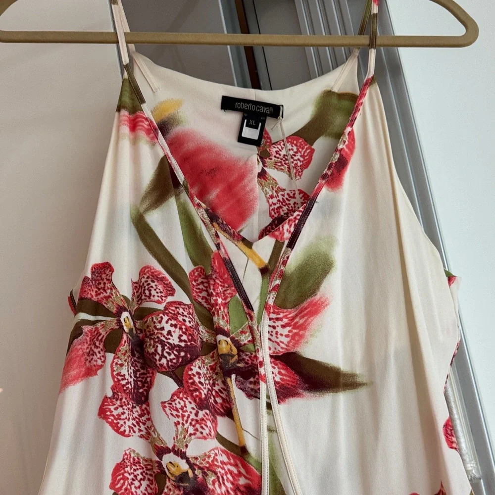 Roberto Cavalli Gorgeous Orchid Floral Sleeveless Gown NEW - Picture 3 of 15